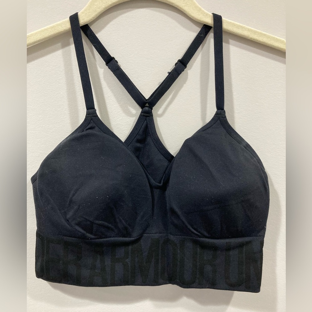 Under Armour Black Padded Sports Bra Adjustable Straps Size Small